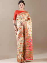 Ivory Dola Silk Saree with Weaving Work – Unstitched